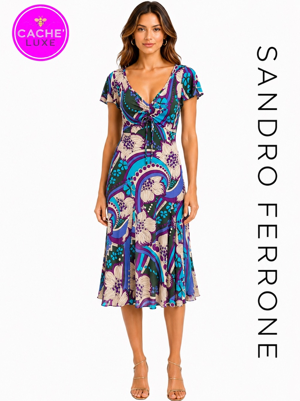 SANDRO FERRONE multicolor Flare Dress Med